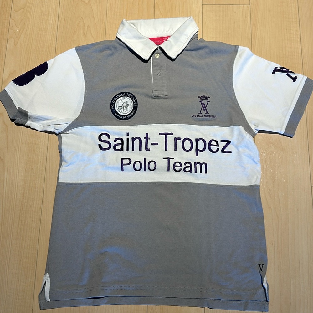 Beutiful Saint-Tropes Polo Team Shirt in Grey and White